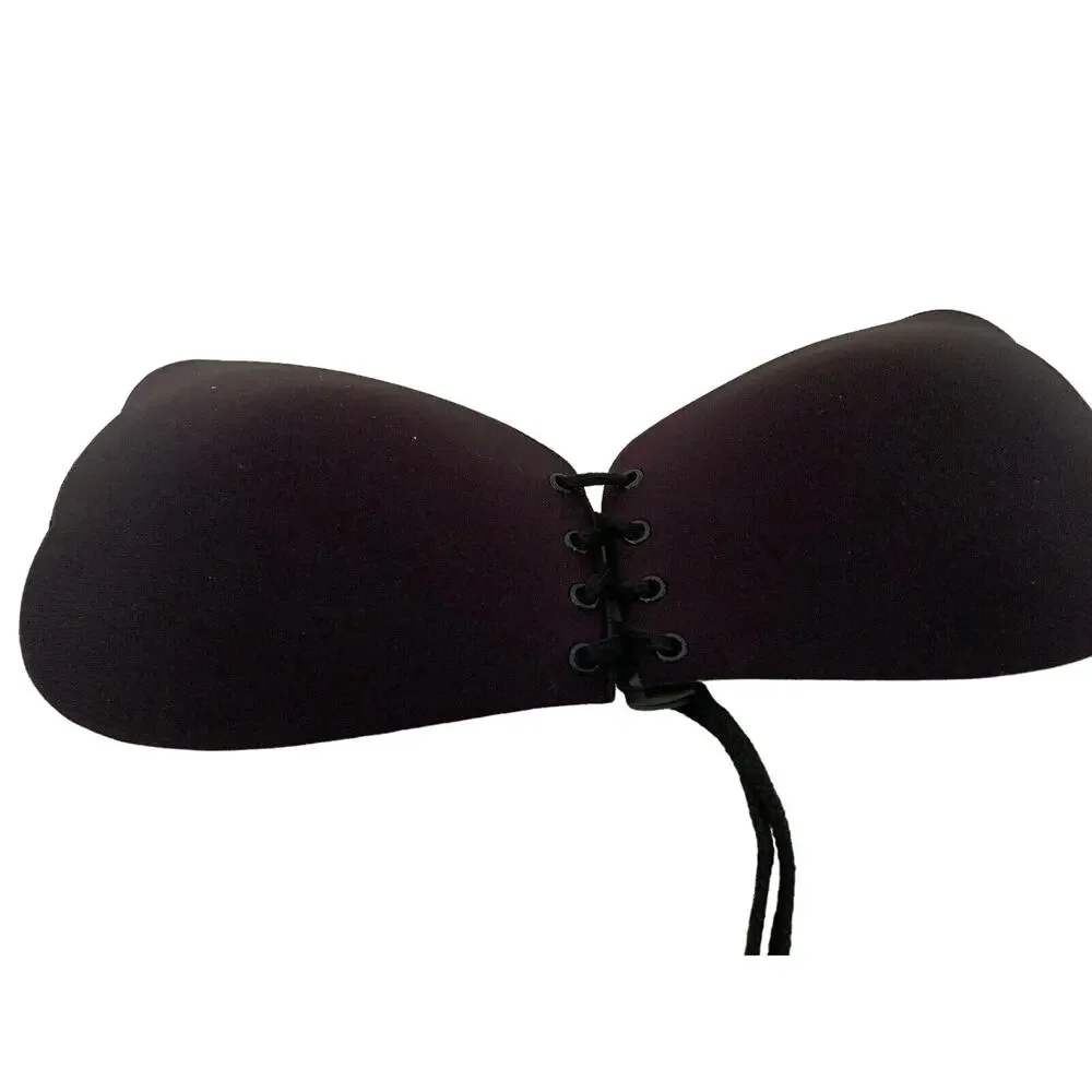 Lot of 7 Cup Size B Strapless Self Adhesive Silicone Bra Reusable Backless Black